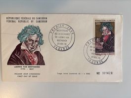 Beethoven Briefmarke Kamerun 1970, Ersttag, Rarität!