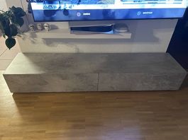 TV-Möbel (Marmor Optik grau/schwarz)
