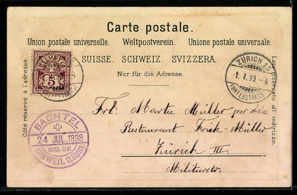 Cartes postales: Litho Bachtel, Kirche, Gasthaus, Landsch – D'occasion à Berlin par bartko-reher 1