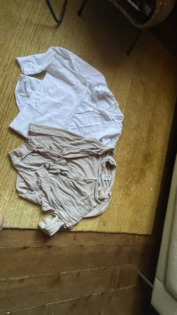 Pyjamas H&M long sleeve XS white cotton seersucker