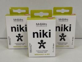 3 X Mr&Mrs Fragrance niki Autoduft auffüller Bergamot & Iris