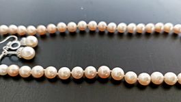 Set echt Perlen Halskette und Ohrringe (Marke Shinju Pearls)