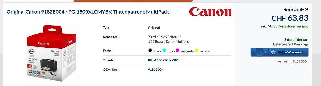 Cartucce per stampanti & toner: CANON farbige Druckerpatronen in Multipack – Usato da Bern venduto da RachelM01