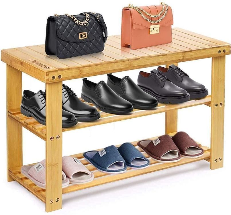 Schuhschrank mit Leder-Sitz