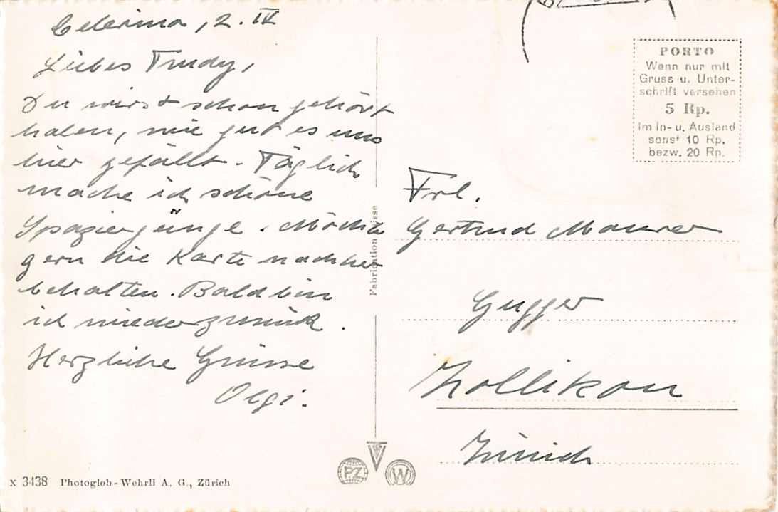 Ansichtskarten: 4x Ansichtskarten CELERINA ab 1919 - interessanter Mix ! – Gebraucht aus Lufingen von TopAnsichtskarten 1