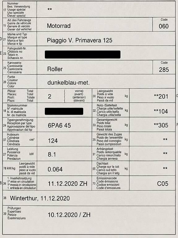 Scooters: Vespa Piaggo V.Primavera 125 – Gebraucht aus Seuzach von Chef132 4