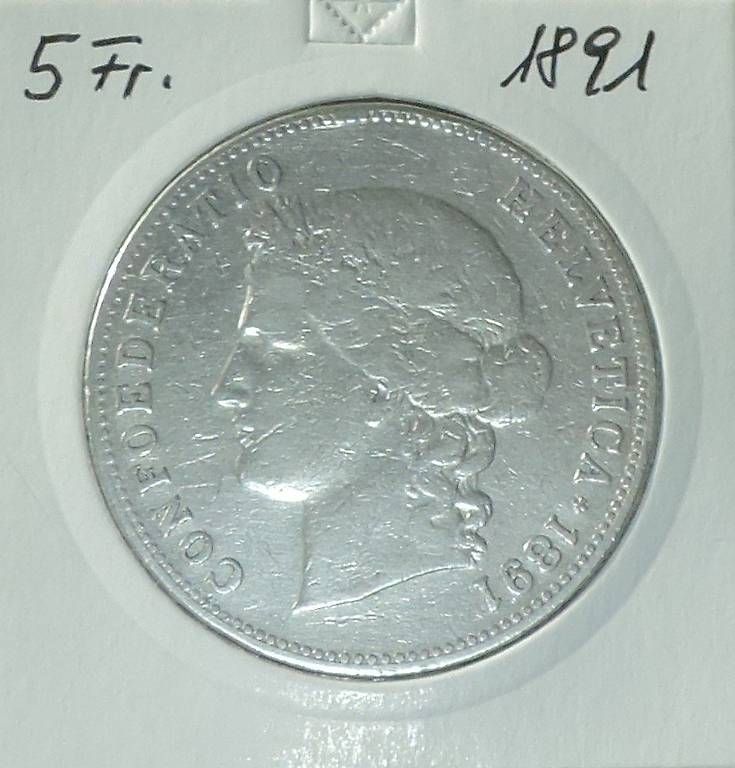 Tutti le monete: 5 Franken 1891 Silber – Usato da Gommiswald venduto da Malediven2025