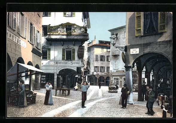 Cartoline postali: AK Lugano, Piazza commercia – Usato da Berlin venduto da bartko-reher