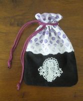 Stoffsäckli, Geschenksäckli, Katze aus Spitze, gefüttert