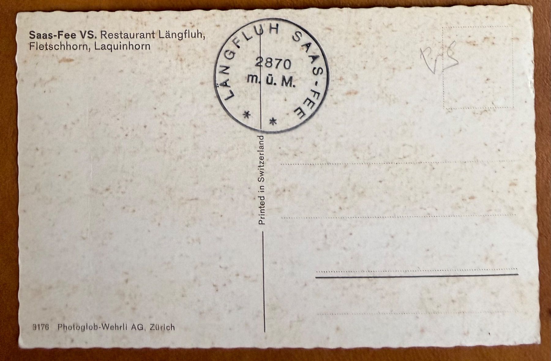 Cartoline postali: Saas - Fée - Restaurant Längfluh – Usato da Lutry venduto da Ediego 1