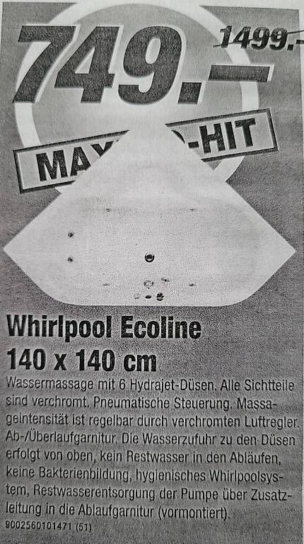 Vasche da bagno: Neue Eckbadewanne mit Whirlpool inkl. Schürze – Usato da Lachen SZ venduto da Shurupi 2