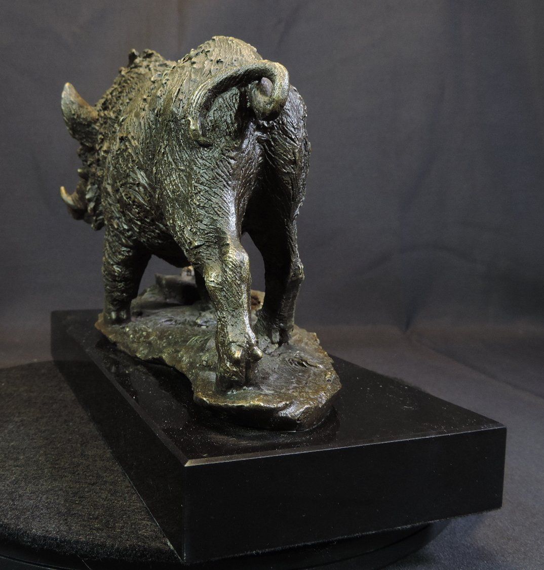 Statuette: Signierte Bronze Figur, Wilschwein – Usato da Duggingen venduto da roterbambus 6