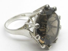 Vintage Silber Ring 925 / grosser Rauchquarz / Gr. 53.5