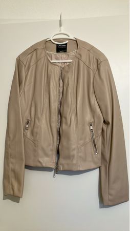 Damen Kunstlederjacke beige Grösse M