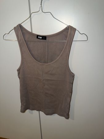 Tank Top gerippt beige Grösse M