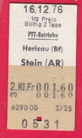 KARTON BILLETT, PTT, HERISAU - STEIN(AR),2.KLASSE, EINFACH,