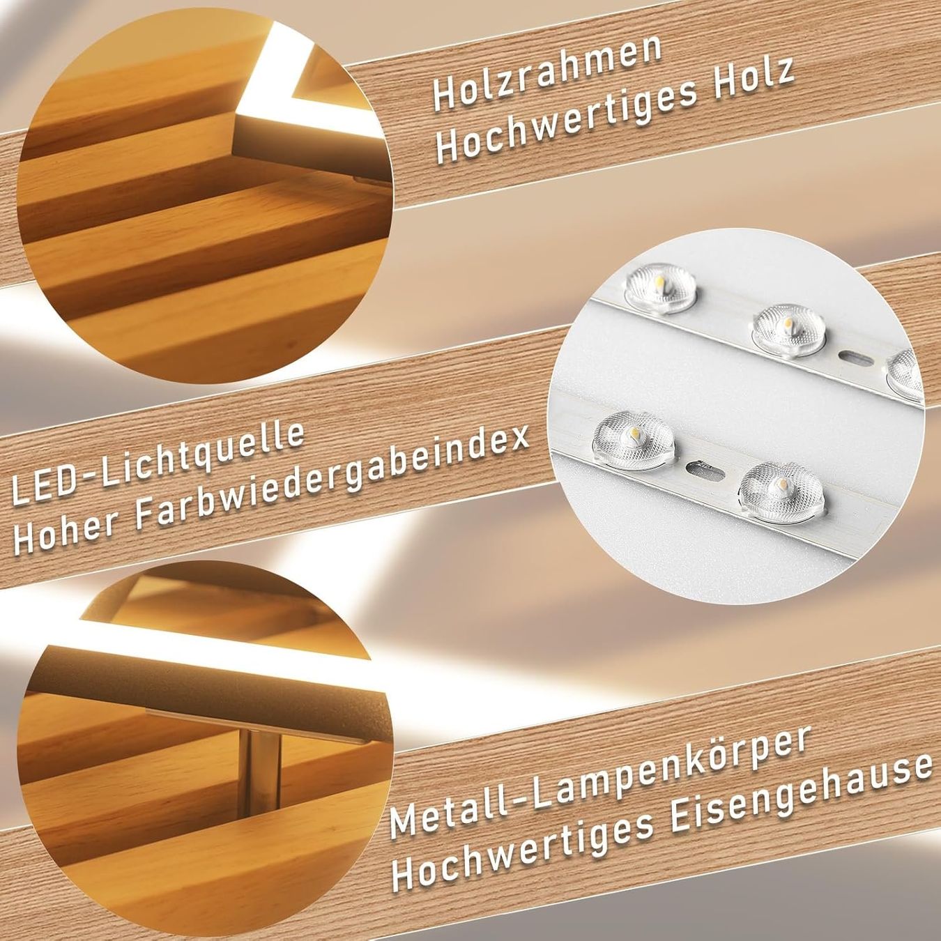 Lampadari & plafoniere: LED Deckenleuchte Holz 70cm Dimmbar 46W Schwarz Eckig – Nuovo e nell'imballaggio originale da Schaffhausen venduto da tra_6j5m 7