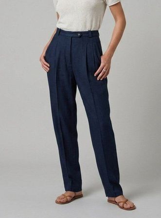 Pantalon Michèle Boyard Viscose Lin Bleu Marine Taille 38