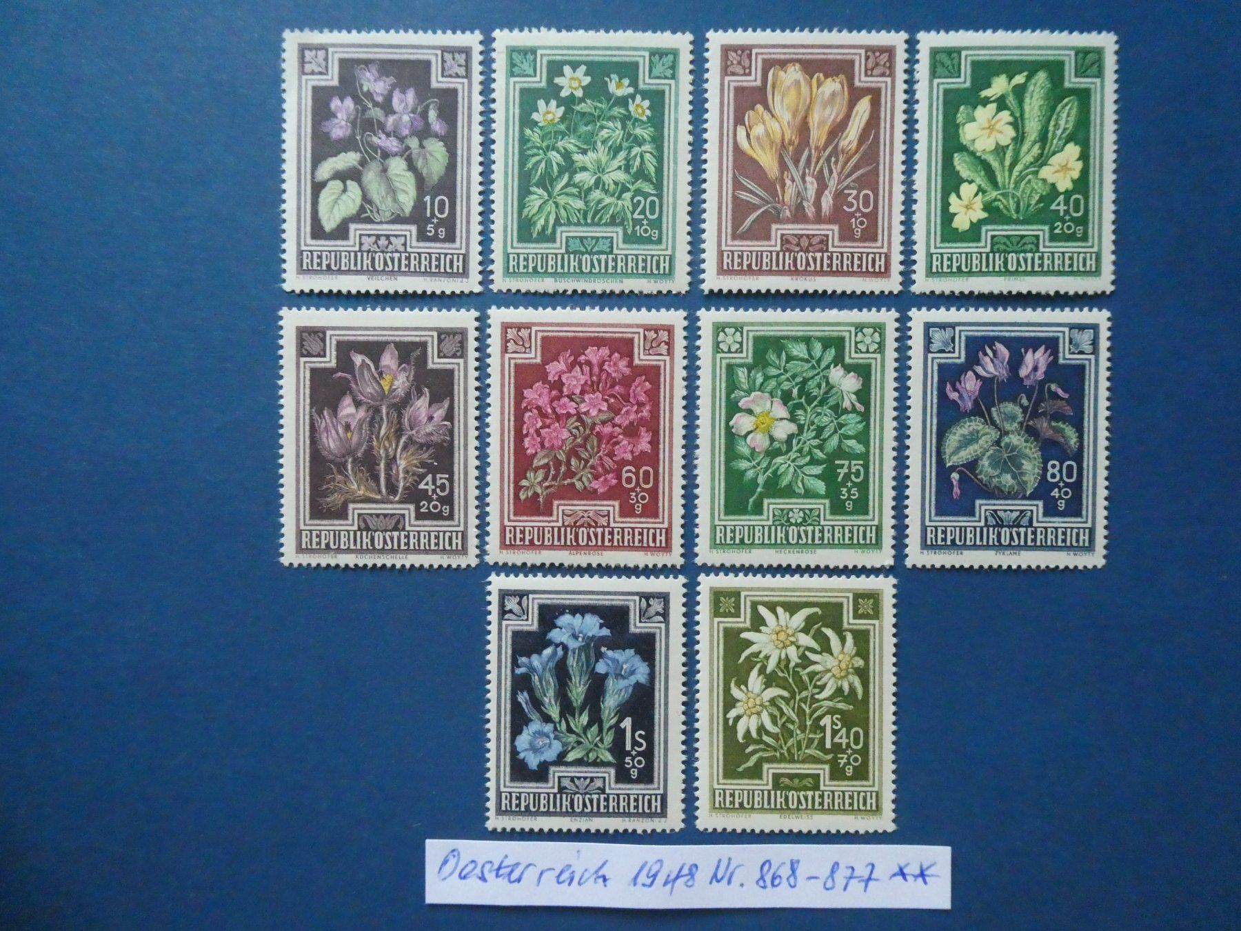 Tutti i francobolli: Österreich 1948 Nr. 868-877 postfrisch ** – Usato da Lausen venduto da Herbamare01
