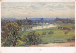 Dresden, Blick vom Waldschlösschen, gelaufen 1935