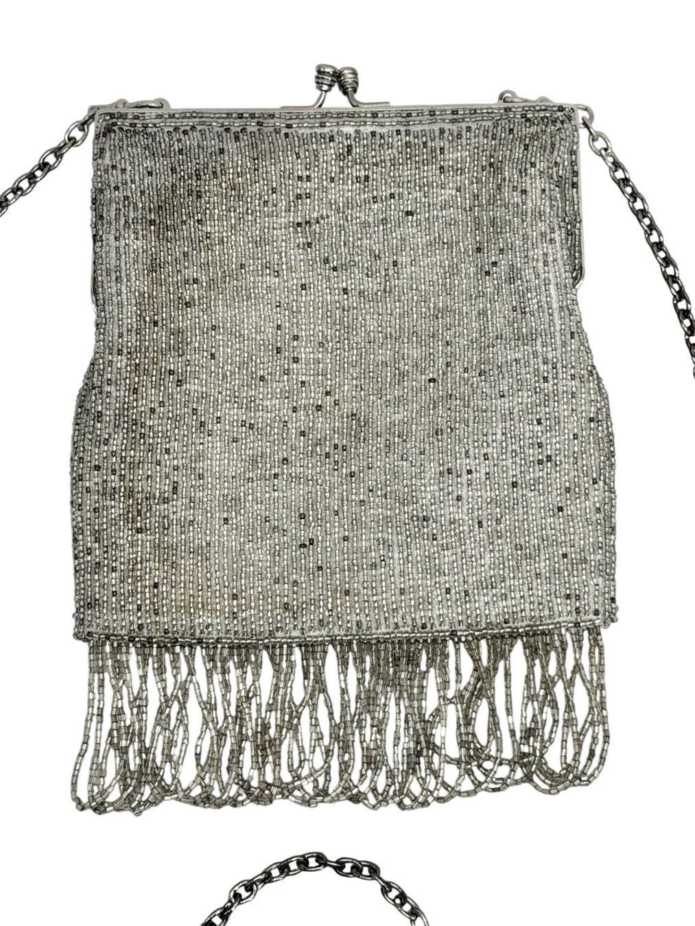 Borse da donna: Sac à main vintage Inge Christopher perlé argenté – Usato da Morges venduto da vintiques 2