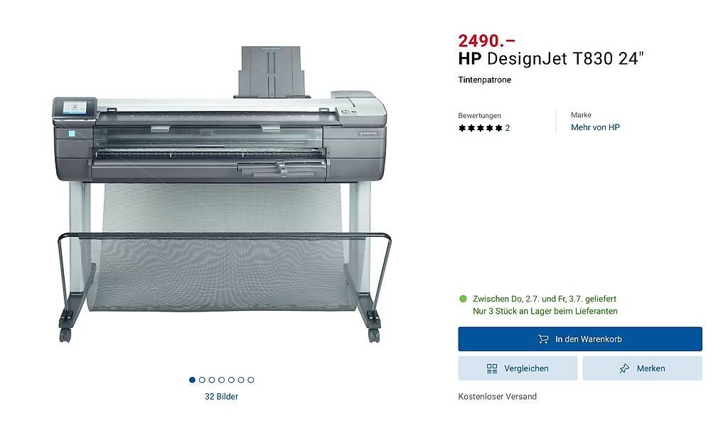 Stampanti: Plotteur A1 HP Designjet T830 – Usato da Corseaux venduto da ben_9vwh 3
