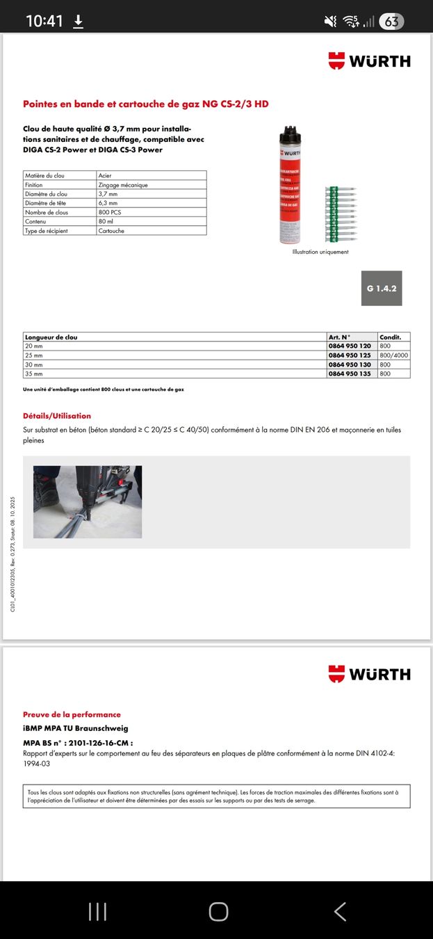 Würth Alle Werkzeuge: clous 3.7 x 30 avec charge – Neu und originalverpackt aus Forel-Sur-Lucens von guigui010