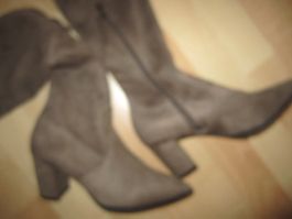 Stiefel "overknees", Gr. 37, taupe, für schmale Waden