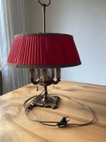 Vintage Lampe mit rotem Schirm, Messingfuss, Top Zustand!