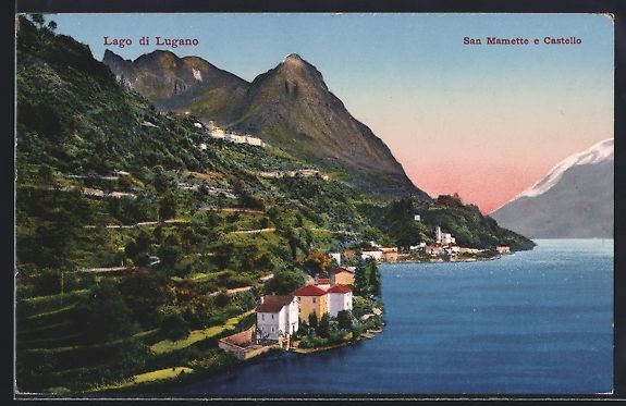 Cartoline postali: San Mamette /Lago di Lugano, Panorama e  – Usato da Berlin venduto da bartko-reher