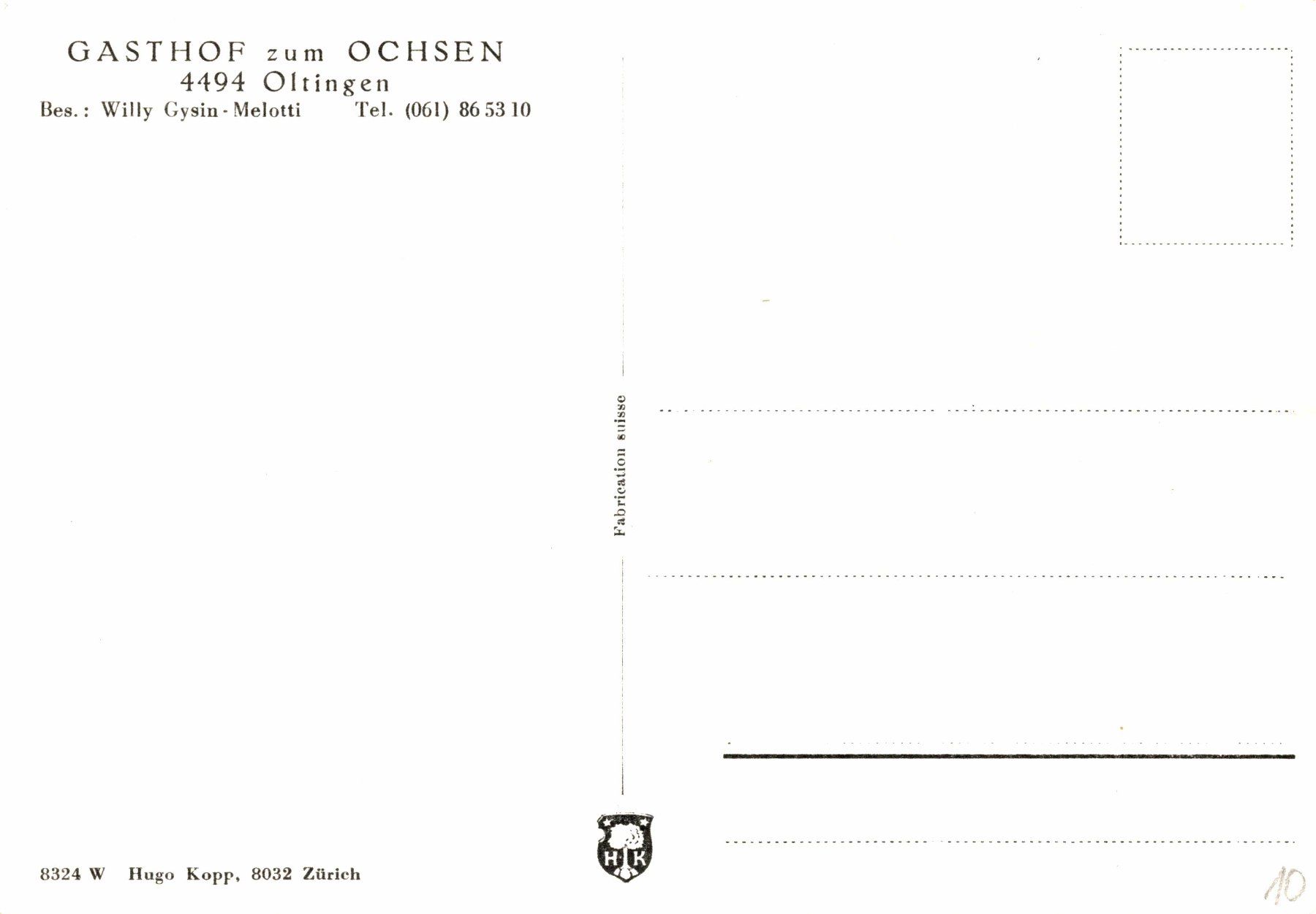 Cartes postales: Oltigen BL. Gasthaus zum Ochsen – D'occasion à Bronschhofen par Astore 1