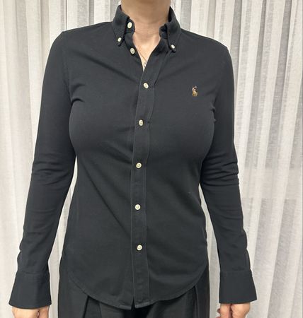 Ralph Lauren Hemd schwarz Knit Oxford Grösse M 