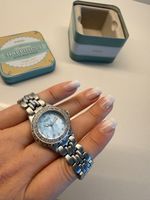 Fossil Uhr Damen Edelstahl Zirkonia Quarz Perlmutt blau Uhr 