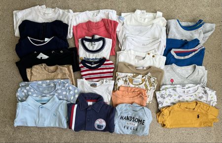 26 Baby T-Shirts (Short & Long Sleeve) – Size 3–6 Months 