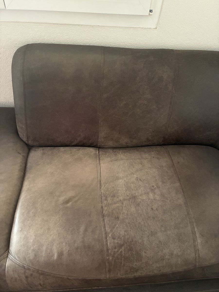 Divani: Ecksofa mit Hocker gebraucht dunkelbraun Lederoptik – Usato da Wallbach venduto da blo_v99b 2