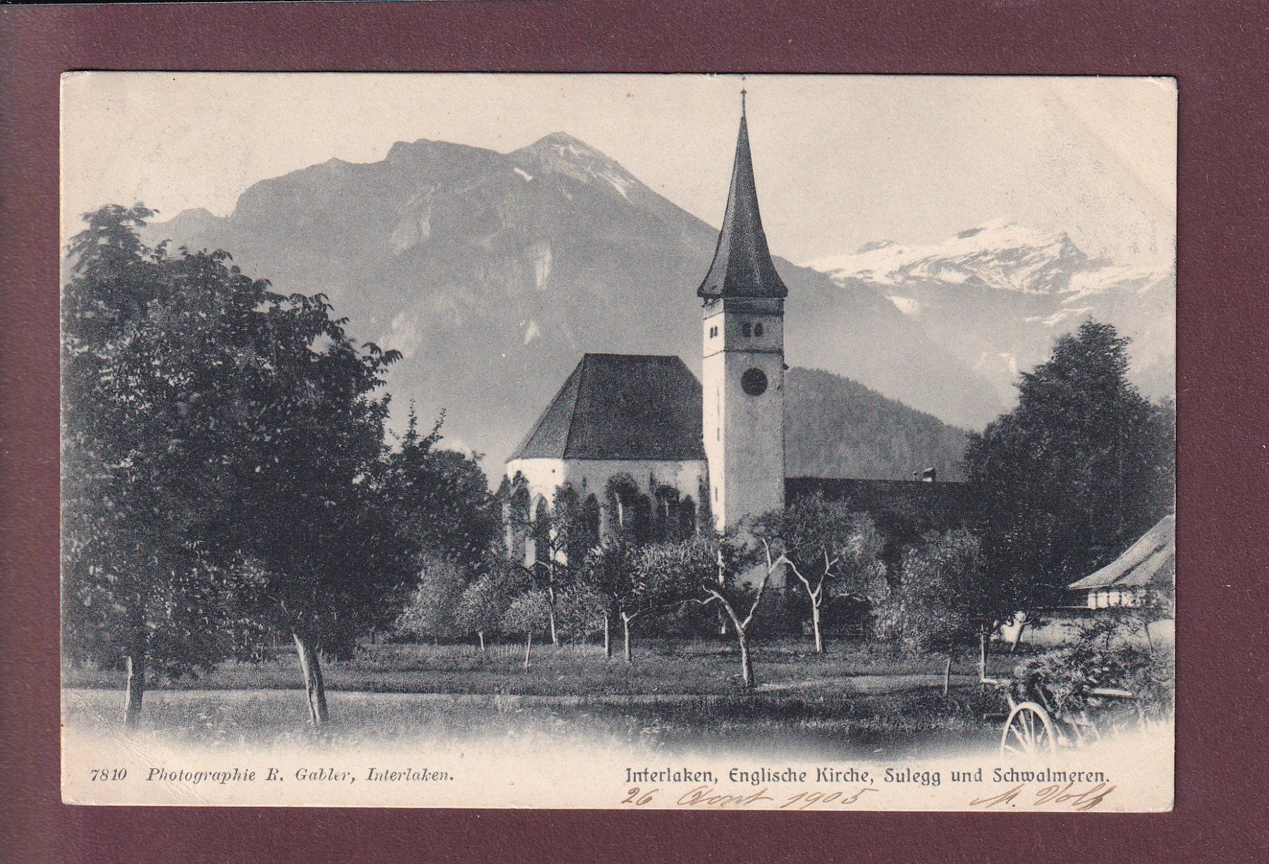 Cartes postales: INTERLAKEN - Englische Kirche - 1905 – D'occasion à Pully par nicecards