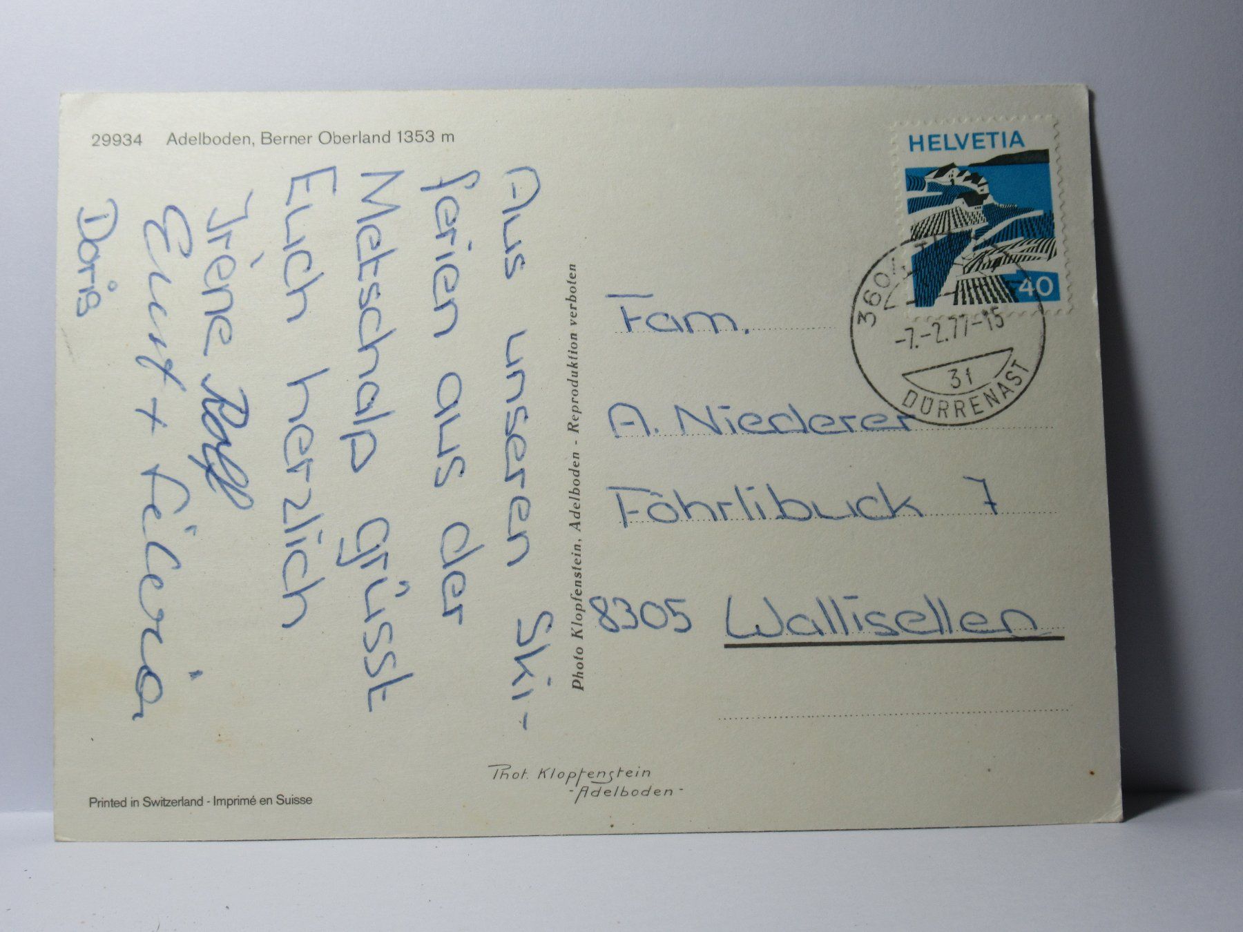 Cartes postales: Adelboden 1977 – D'occasion à Grenchen par Bluemchen1900 1