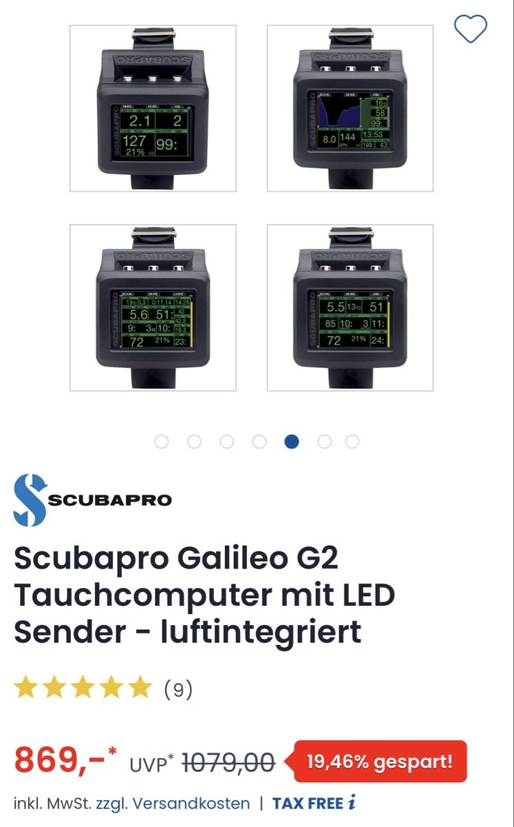 Mute per immersioni: Scubapro Galileo G2 Tauchcomputer! – Usato da Wimmis venduto da QC80 2