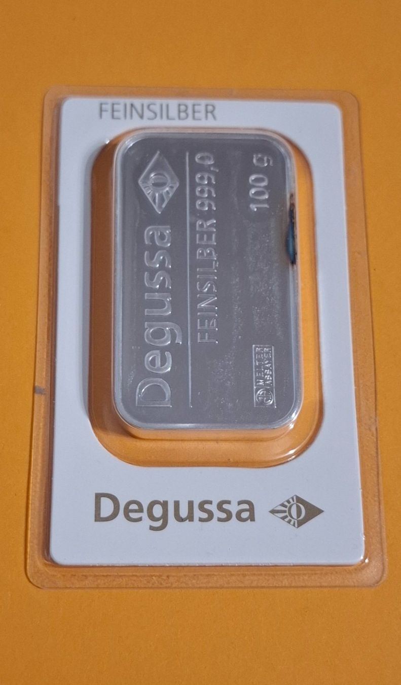 Edelmetalle: 100 GRAMM SILBERBARREN DEGUSSA – Neu und originalverpackt aus Siglistorf von Winer03