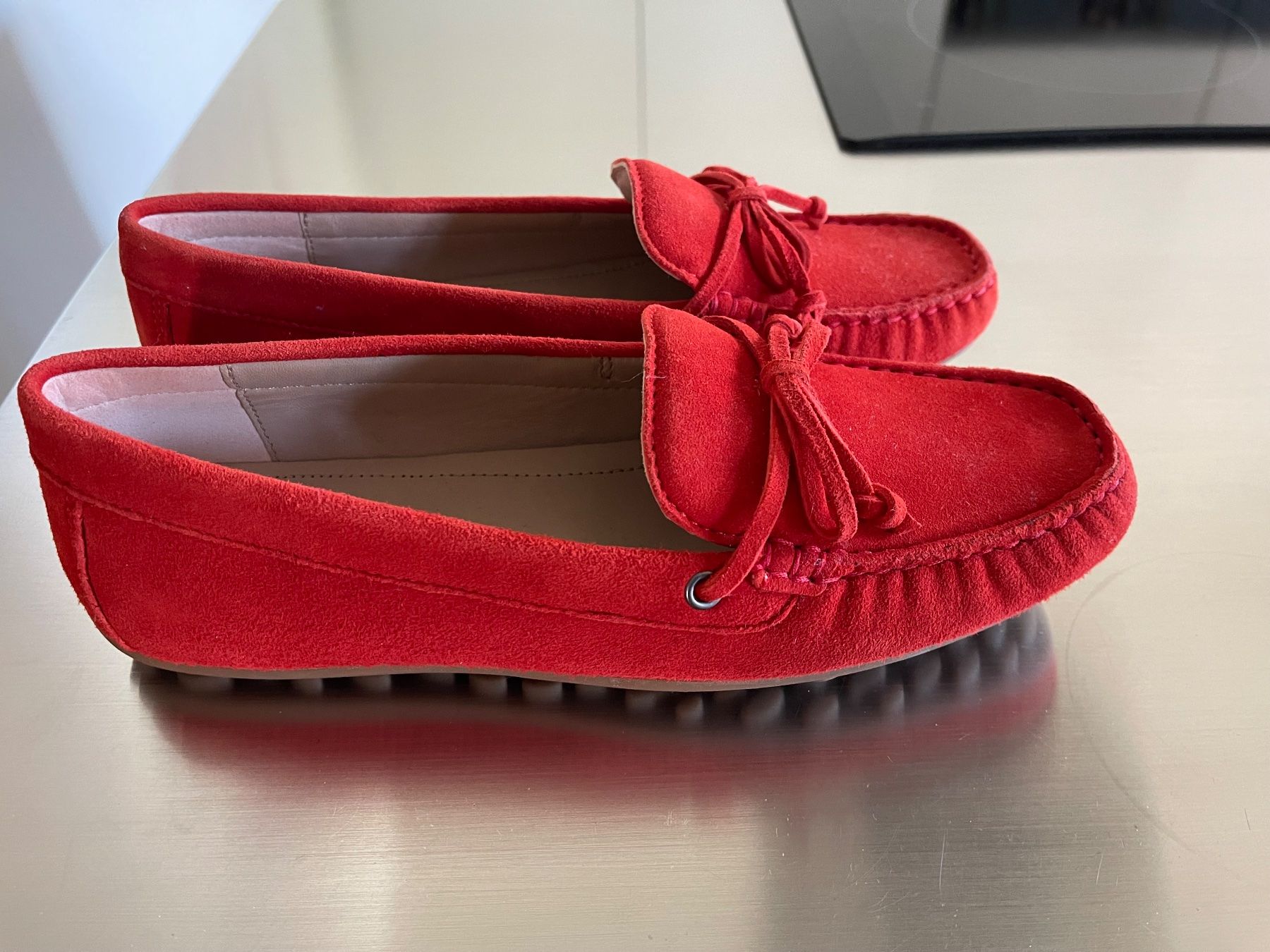 Damenschuhe: Ecco Mokassins rot Wildleder Grösse 38 – Neu (gemäss Beschreibung) aus Turbenthal von mmtuescher 2