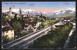 Männedorf, Teilansicht mit Bahnhof, Spe