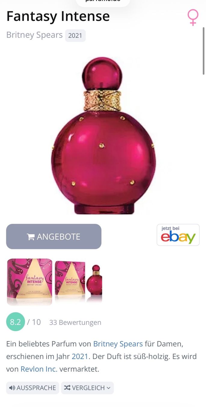 Profumi & Eau de Toilette: Britney Spears Fantasy Intense EDP 5ml. Abfüllung – Usato da Zürich venduto da deruja 4
