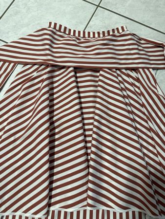 Striped Summer Skirt - Burgundy and White - Size XS