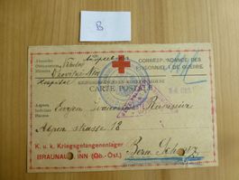 Rote Kreuz-Karte, Kriegsgefangenlager Braunau Österreich1916