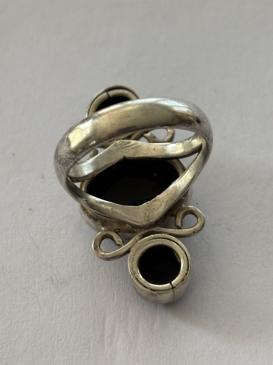Anelli: Silberring Onyx 3-Steine  925  – Usato da Langnau am Albis venduto da flusspflege 4