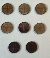 8 pièces de 1 centime suisse 1974, non circulé, étui plastiq