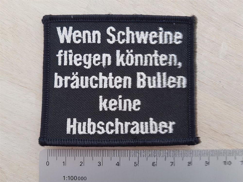 Aufnäher mit ironischem Spruch Bullen Kaufen auf Ricardo