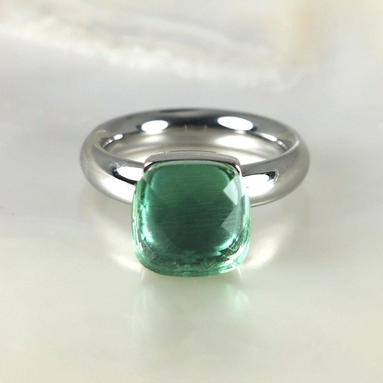 Anelli: Bague acier "Qudo" pierre synth.- Vert - T.52 – Nuovo e nell'imballaggio originale da Préverenges venduto da Finepearlsgem 1