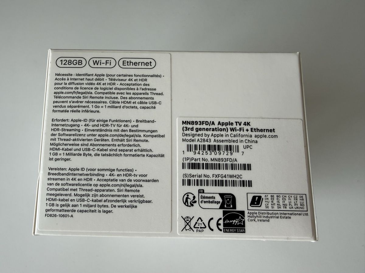 Apple Multimediaplayer & Streamer: Apple TV 4K (3. Gen) + Ethernet – Gebraucht aus Härkingen von Applemania 2