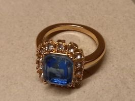 Vintage Ring mit Blauem Stein mm innen
